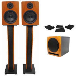 (2) Rockville APM6C 6.5" Studio Monitors+Active 10" Subwoofer+36" Stands+Pads