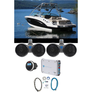 2) Rockville Dual 8" 800w Wakeboard Tower Speakers+2-Ch Amp+Bluetooth Receiver