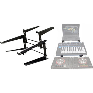 Rockville Dual Shelf Laptop+Controller Stand for Akai Professional Fire Grid