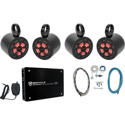 RKL65MBW 6.5" LED Speakers 4-Pack + MAC65B Pods + KRYPTON MF3 Amp Bundle
