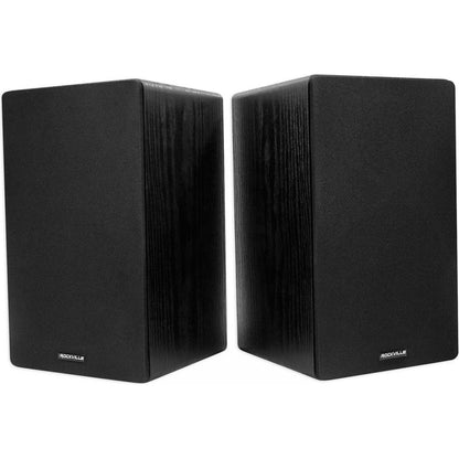 RockShelf 64B Black 6.5" Home Bookshelf Speakers w/29" Stands