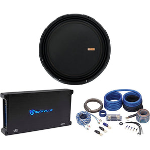 Memphis Audio MOJO 1512 15" 3000w Competition Subwoofer+Mono Amplifier+Amp Kit