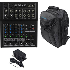 Mackie Mix8 8 Channel Compact Mixer + Backpack Carry Bag