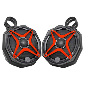 6.5" Roll Cage SSV Tower Speakers for Polaris General +Pod Enclosures+Red Grills