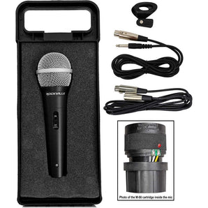 2) Rockville RMC-XLR High-End Metal Handheld Wired Microphones +Tripod Stand