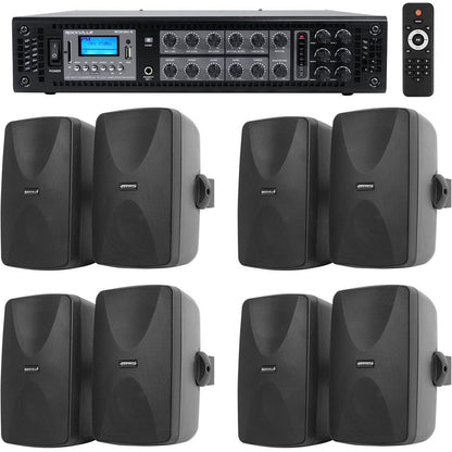 WET-7020B Black 8-Pack + RCS180-6 Amplifier Bundle