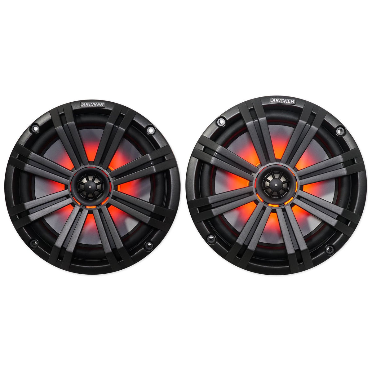 (2) KICKER 45KM84L 8" 600 Watt Marine Boat Wakeboard Tower Speakers w/LED's KM8