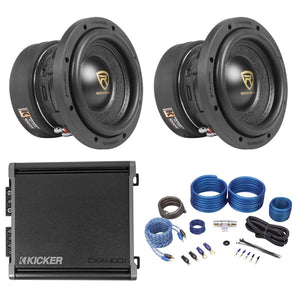 (2) Rockville W65K9D4 6.5" Car Audio Subwoofers+Kicker Mono Amplifier+Amp Kit