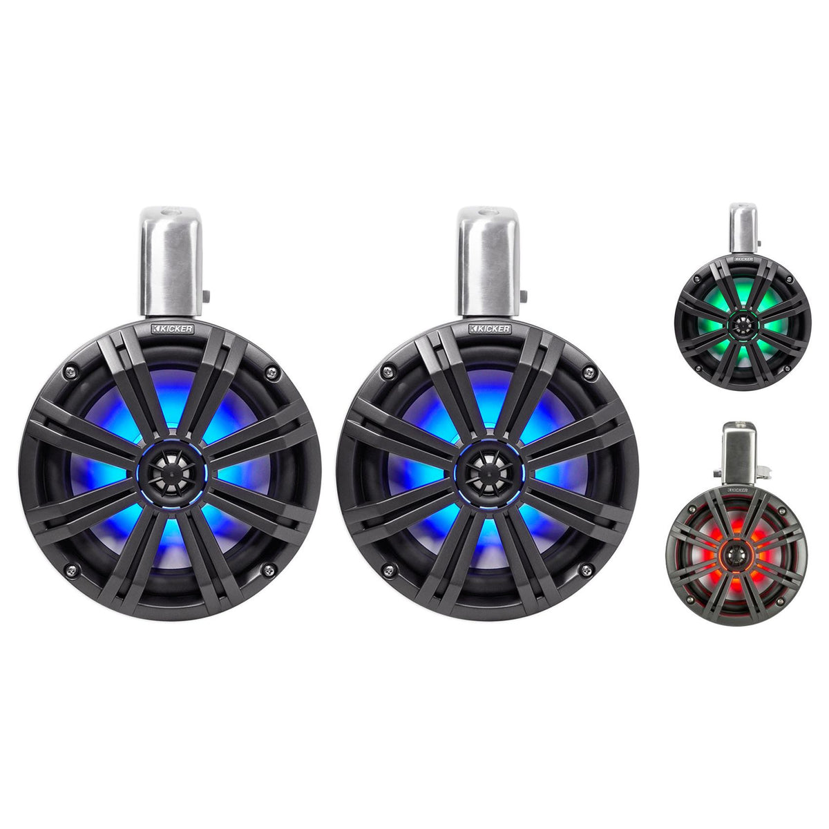 45KMTC8 8" 600W Marine Wakeboard Tower Speakers w/LED's + RWBC80 Neoprene Covers