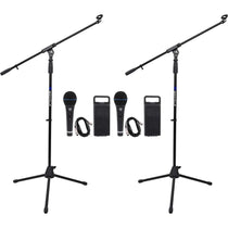 (2) RMM-XLR Dynamic Cardioid Metal Microphones w/ XLR Cables + RVMIC1 Stands