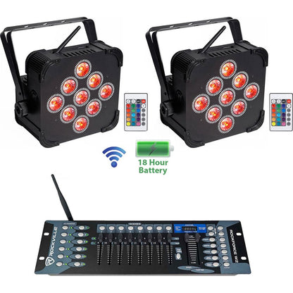 (2) BEST PAR 60 Rechargeable Wash Lights w/Wireless DMX Controller