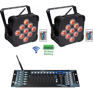 (2) Rockville BEST PAR 60 Rechargeable Wash Lights w/Wireless DMX Controller