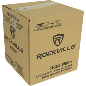 (6) Rockville HC55 5.25" 300 Watt White In-Ceiling Home Theater Speakers 8 Ohm