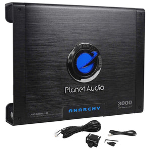 Planet Audio AC3000.1D 3000W 1 Ohm Class D Mono Car Amplifier+Amp Kit+Remote