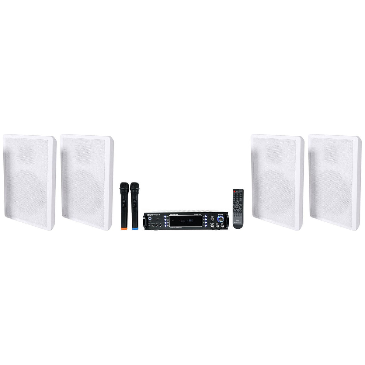 RockSlim White 2-Pack + RPA70WBT Karaoke Amplifier Bundle