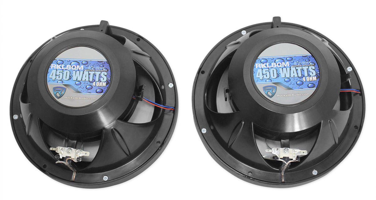KICKER KMC5 Marine Digital Media Bluetooth Receiver+Remote+(4) Black 8" Speakers