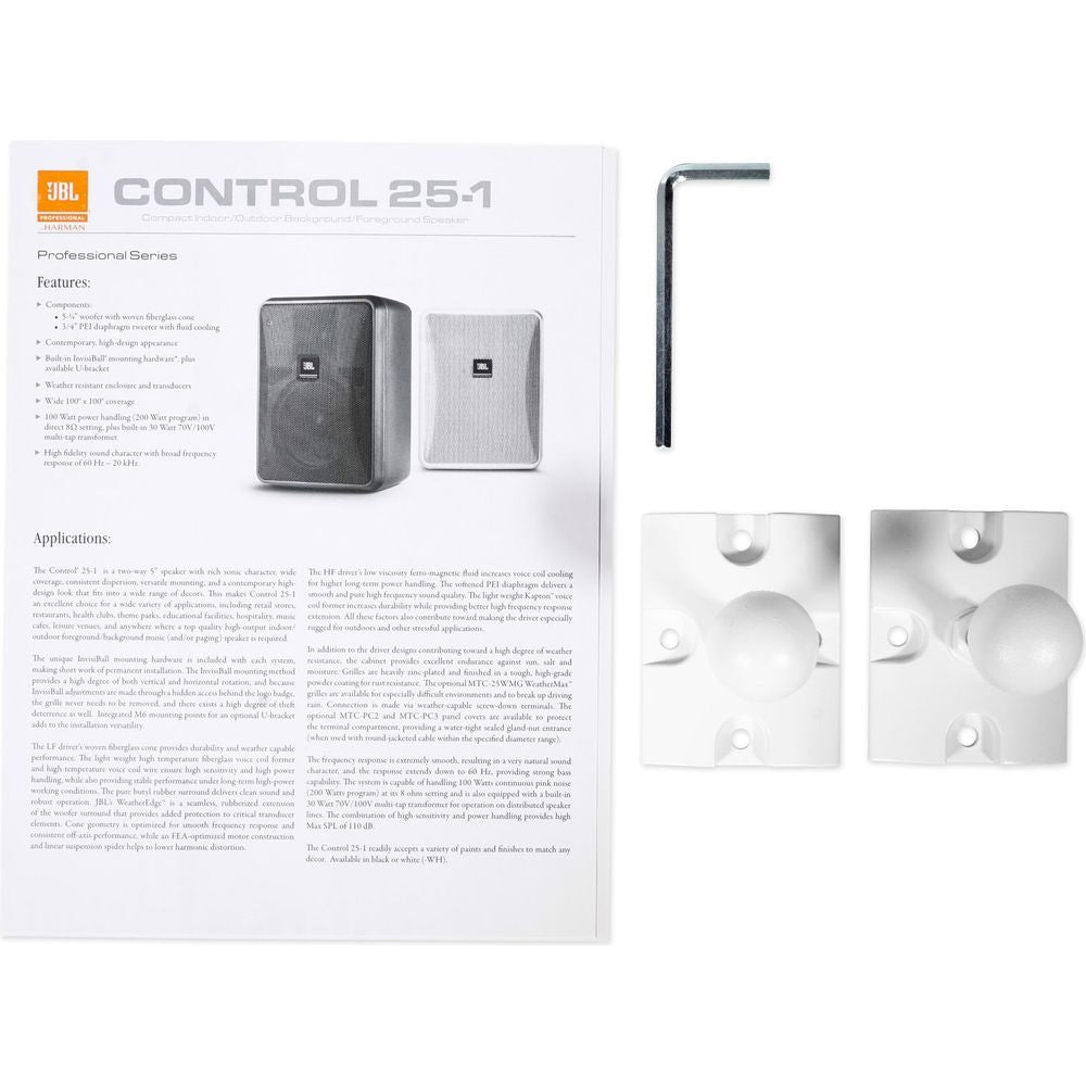 Control 25-1-WH 5.25" 70V Wall-Mount Speakers (Set of 4)