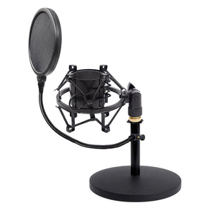 Samson MD5 Weighted Podcast Podcasting Mic Stand+Black Shockmount+Pop Filter