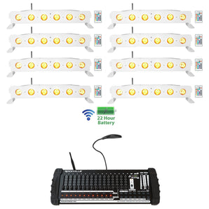 (8) Rockville BEST STRIP 60 White Light Bars+384 Ch. Wireless DMX Controller