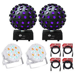 2) American DJ Starburst LED Spheres DJ Lighting Effect+2 Par lights+dmx cables