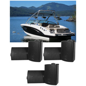 (6) Rockville HP5S Black 5.25" Marine Box Speakers with Swivel Bracket For Boats