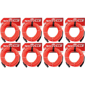 8 Rockville RCXFM50P-R Red 50' Female to Male REAN XLR Mic Cable 100% Copper