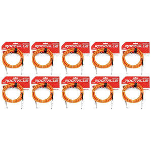 10 Rockville RCGT10O 10' 1/4" TS to 1/4'' TS Guitar/Instrument Cable