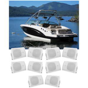 (10) Rockville HP5S 5.25" Marine Box Speakers with Swivel Bracket For Boats