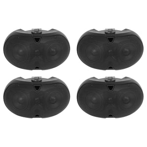(4) Rockville D4-70 BLACK Dual 4" 70v Commercial/Restaurant Wall Mount Speakers