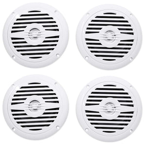 (4) Rockville MS525W 5.25" 200 Watt Waterproof Marine Boat Speakers 2-Way White