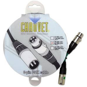 (8) Chauvet DMX3P10FT 10 Foot Male To Female 3 Pin DMX Lighting Cable