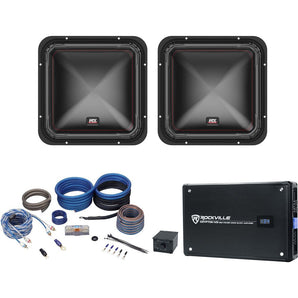 (2) MTX S6512-44 12" 1000 Watt RMS Car Subwoofers+Mono Amplifier+Copper Amp Kit