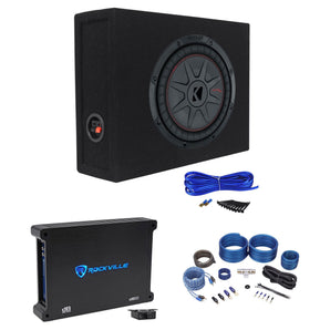 Kicker 48CWRT104 COMPRT10 800w 10" Slim Subwoofer+Sub Box+Mono Amplifier+Amp Kit