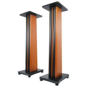 2) Rockville SS36C Classic Wood 36" Speaker Stands Fits Edifier R1280DB Brown
