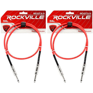 2 Rockville RCGT3.0R 3'  1/4" TS to 1/4'' TS Guitar/Instrument Cable