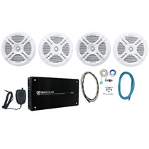 RMSTS65W White 6.5" Marine Speakers 4-Pack + KRYPTON MF4 Amplifier Bundle