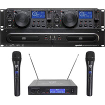 Gemini CDX-2250i DJ Dual Two Deck CD/MP3 Media Player+Dual Wireless Mics