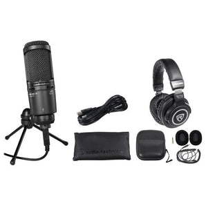 Audio Technica AT2020USB+ Podcast Podcasting Microphone+Samson Headphones