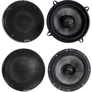Pair American Bass SQ 5.25"+SQ 6.5" Car Audio Speakers with Neo Swivel Tweeters
