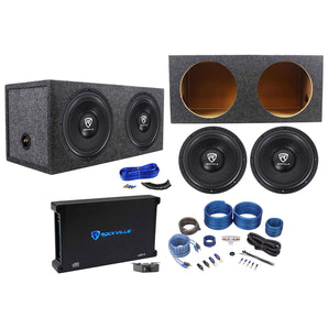 (2) Rockville W12K6D2 V2 12" 4800w Subwoofers+Sealed Box+Mono Amplifier+Amp Kit