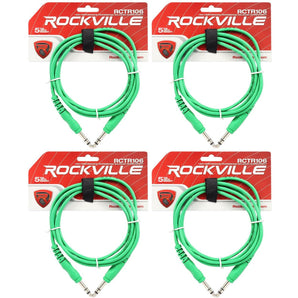 4 Rockville RCTR106G Green 6' 1/4'' TRS to 1/4'' TRS Cable 100% Copper