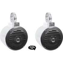 MAC525S 5.25" Chrome Wakeboard Pods 2-Pack + 360° Swivel Clamps Bundle