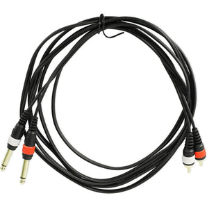 Rockville RMDPR10B 10' Dual 1/4" TS to Dual RCA Cable 100% Copper