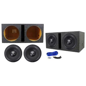 (2) Rockville W12K6D4 V2 12" 4800w Car Audio Subwoofers+Vented Sub Box Enclosure