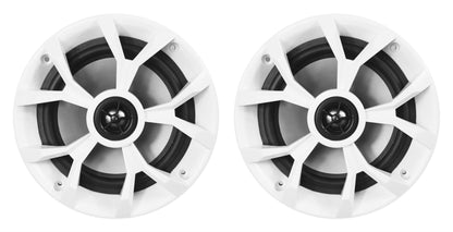 (4) RKL65MBW Dual 6.5" Marine Wakeboard LED Speakers+Amplifier+Amp Kit