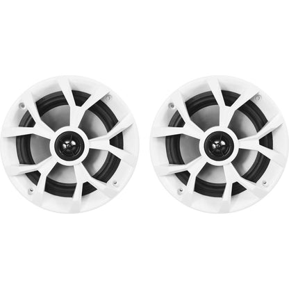 (4) RKL65MBW 6.5" 700W Marine Wakeboard LED Speakers+(4) Black Pods