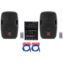 (2) BPA8 300 Watt 8" Powered Speakers+Mackie 5-Channel Mixer+Cables