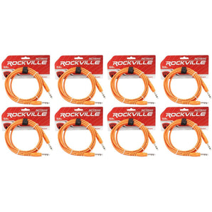 8 Rockville RCTR110O Orange 10' 1/4'' TRS to 1/4'' TRS  Cable 100% Copper