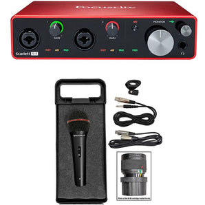 Focusrite SCARLETT 4I4 3rd Gen 192KHz USB Audio Interface Bundle with Microphone, Cable, Case ( 2 Items)