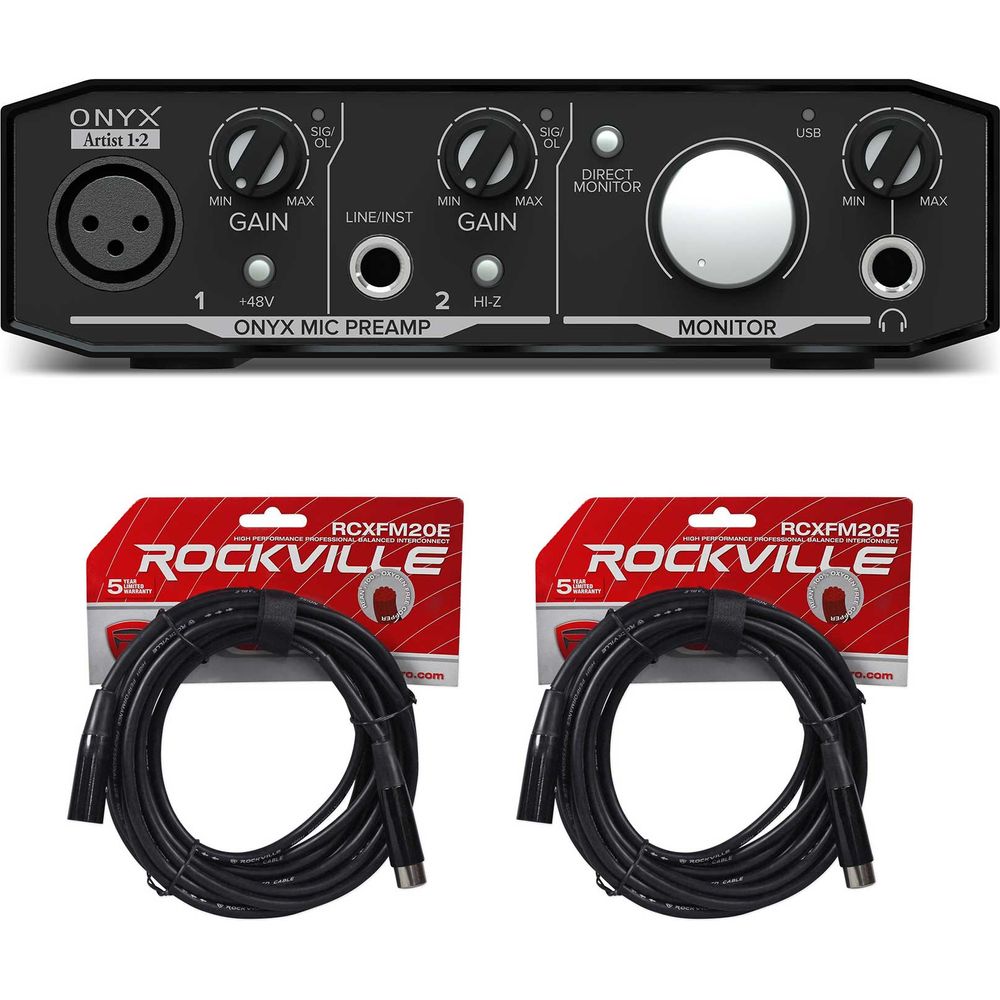 Onyx Artist 1.2 2x2 USB Audio Recording Studio Interface + (2) XLR Cables